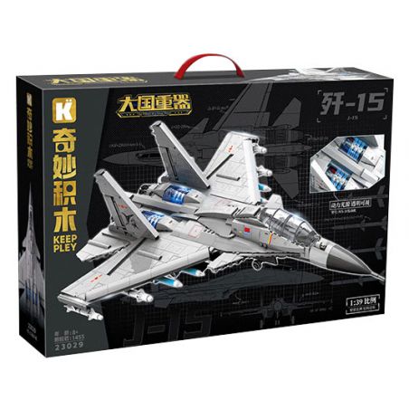 KEEPPLEY 23029 NHẠC CỤ NẶNG MẠNH MÁY BAY CHIẾN ĐẤU J-15 1:39 tỷ lệ 1:39 bộ đồ chơi xếp lắp ráp ghép mô hình Military Army Quân Sự Bộ Đội 1455 khối