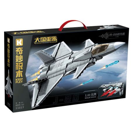 KEEPPLEY 23027 NHẠC CỤ NẶNG MẠNH MÁY BAY CHIẾN ĐẤU J-20 1:44 tỷ lệ 1:44 bộ đồ chơi xếp lắp ráp ghép mô hình Military Army ZTZ-99A Quân Sự Bộ Đội 732 khối