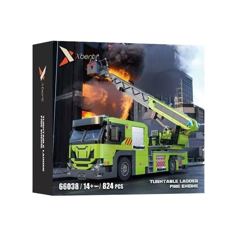 XBERT 66038 XE CỨU HỎA bộ đồ chơi xếp lắp ráp ghép mô hình Racers TURNTABLE LADDER FIRE ENGINE Đua Tốc Độ 824 khối