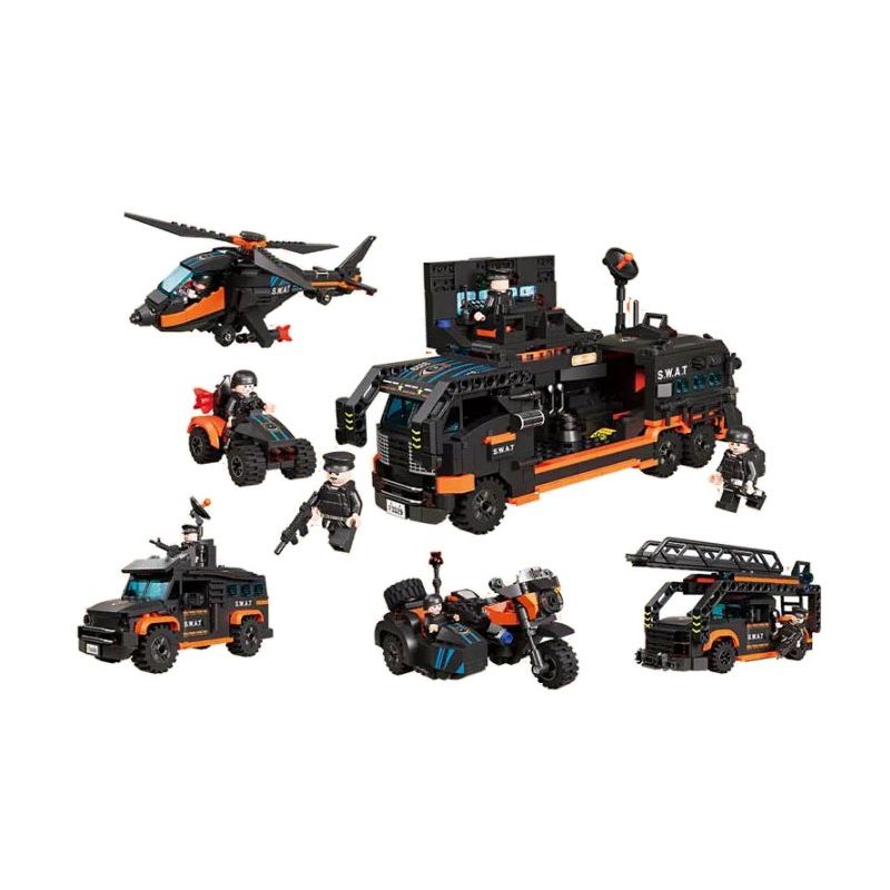 FORANGE FC3329 3329 ĐỘI HÀNH ĐỘNG SWAT 4 KẾT HỢP bộ đồ chơi xếp lắp ráp ghép mô hình City SWAT ACTION TEAM Thành Phố 1048 khối