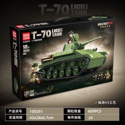 QuanGuan 100291 Quan Guan 100291 XE TĂNG HẠNG NHẸ T-70 CỦA LIÊN XÔ bộ đồ chơi xếp lắp ráp ghép mô hình Military Army Quân Sự Bộ Đội 689 khối