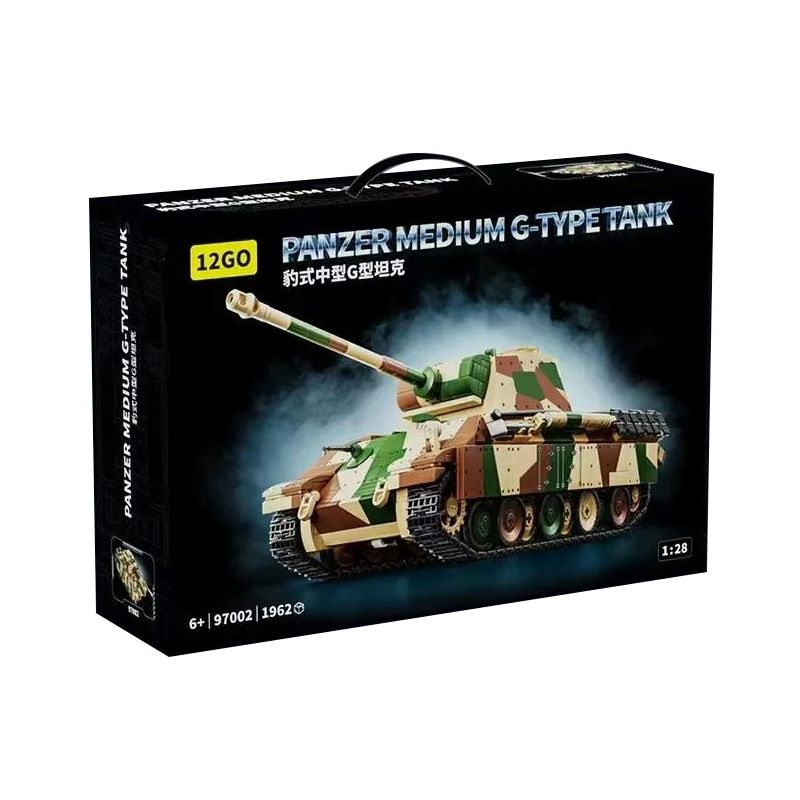 12GO 97002 TĂNG HẠNG TRUNG LEOPARD 1:28 tỷ lệ 1:28 bộ đồ chơi xếp lắp ráp ghép mô hình Military Army PANZER MEDIUM G-TYPE TANK Quân Sự Bộ Đội 1962 khối