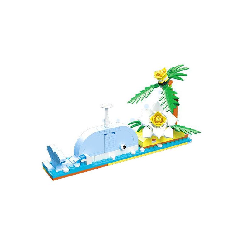 JIESTAR 58272 UKULELE CÁ VOI NGÔI NHÀ NHIỆT ĐỚI TRÊN BÃI BIỂN bộ đồ chơi xếp lắp ráp ghép mô hình Creator Sáng Tạo 415 khối