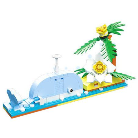 JIESTAR 58272 UKULELE CÁ VOI NGÔI NHÀ NHIỆT ĐỚI TRÊN BÃI BIỂN bộ đồ chơi xếp lắp ráp ghép mô hình Creator Sáng Tạo 415 khối