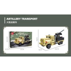 JIESTAR 59062 PHÁO VẬN TẢI bộ đồ chơi xếp lắp ráp ghép mô hình Military Army ARTILLERY TRANSPORT Quân Sự Bộ Đội 464 khối