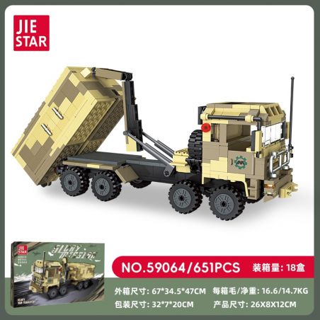 JIESTAR 59064 PHƯƠNG TIỆN VẬN CHUYỂN NẶNG bộ đồ chơi xếp lắp ráp ghép mô hình Military Army HEAVY VAN TRANSPORT Quân Sự Bộ Đội 651 khối