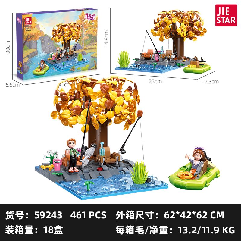JIESTAR 59243 CÔ GÁI THÀNH PHỐ CÂU CÁ NGOÀI TRỜI bộ đồ chơi xếp lắp ráp ghép mô hình Girl Con Gái 461 khối