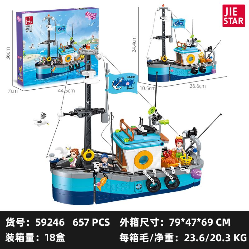 JIESTAR 59246 CÔ GÁI THÀNH PHỐ THUYỀN BUỒM TRÊN BIỂN bộ đồ chơi xếp lắp ráp ghép mô hình Girl Con Gái 657 khối