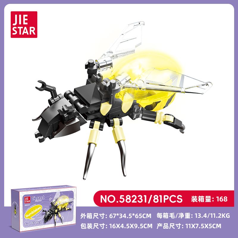 JIESTAR 58231 VƯƠNG QUỐC CÔN TRÙNG BEE bộ đồ chơi xếp lắp ráp ghép mô hình 81 khối