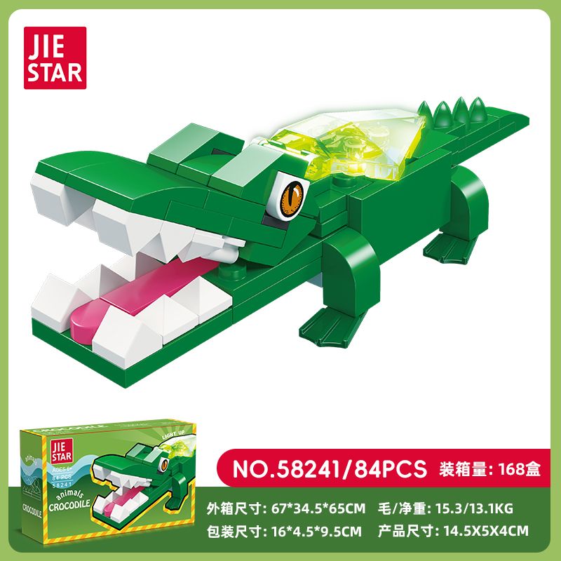 JIESTAR 58241 ĐỘNG VẬT HOANG DÃ CÁ SẤU bộ đồ chơi xếp lắp ráp ghép mô hình 84 khối