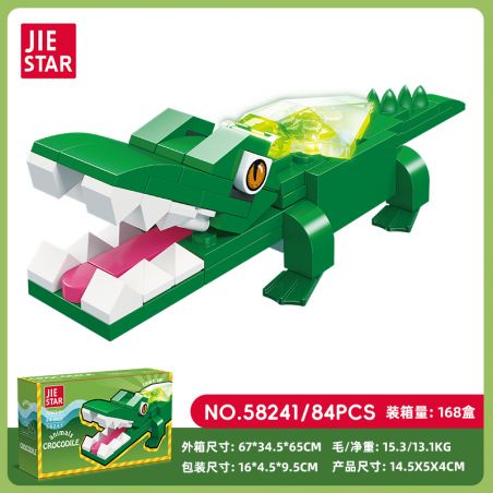 JIESTAR 58241 ĐỘNG VẬT HOANG DÃ CÁ SẤU bộ đồ chơi xếp lắp ráp ghép mô hình 84 khối