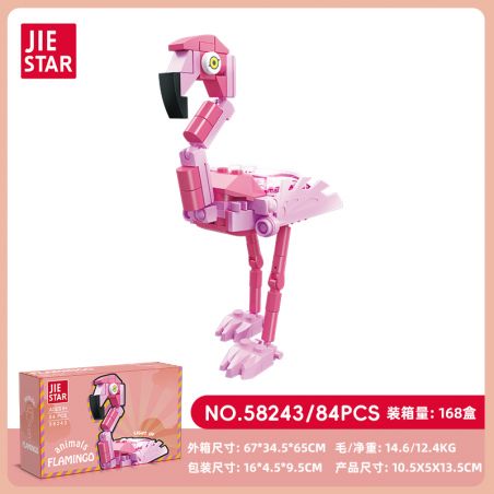 JIESTAR 58243 ĐỘNG VẬT HOANG DÃ HỒNG HẠC bộ đồ chơi xếp lắp ráp ghép mô hình 84 khối