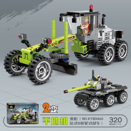 Kazi KY80465 80465 KỸ THUẬT HAI MÁY MẶT ĐẤT PHẲNG THAY ĐỔI CHARIOTS CÓ BÁNH XE 8 DÒNG PHÁP bộ đồ chơi xếp lắp ráp ghép mô hình City Thành Phố 320 khối