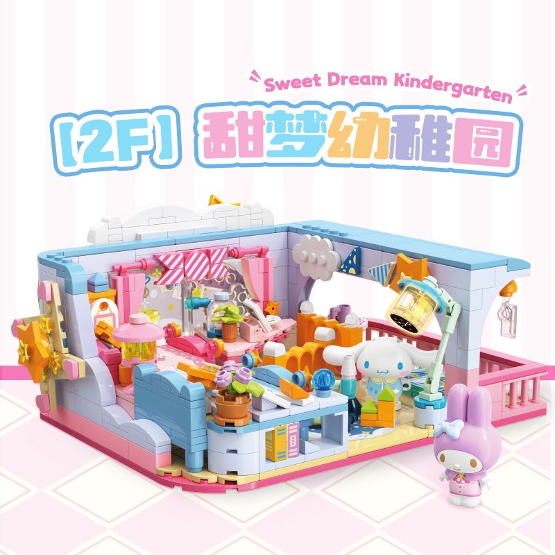 TOP TOY TC2068 2068 TRƯỜNG ĐẠI HỌC GIA ĐÌNH SANRIO GIẤC MƠ NGỌT NGÀO MẪU GIÁO MELAETI VÀ CHÓ TAI LỚN bộ đồ chơi xếp lắp ráp ghép mô hình 500 khối