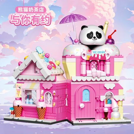 ZHEGAO 613024 PANDA HONEY SNOW CITY bộ đồ chơi xếp lắp ráp ghép mô hình 540 khối