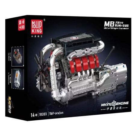 MouldKing 10203 Mould King 10203 MB CAR V8 ENGINE GEARBOX bộ đồ chơi xếp lắp ráp ghép mô hình Technic Kỹ Thuật Công Nghệ Cao Mô Hình Phương Tiện 1169 khối