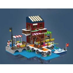 MouldKing 10110 Mould King 10110 BẾN TÀU ĐÁNH CÁ bộ đồ chơi xếp lắp ráp ghép mô hình Creator FISHING BOAT DOCK Sáng Tạo 800 khối