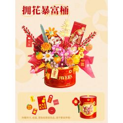 FEMIBOX S44079 44079 20 BÔNG HOA VỚI VÀ THÙNG PHONG PHÚ bộ đồ chơi xếp lắp ráp ghép mô hình Creator Sáng Tạo 1015 khối