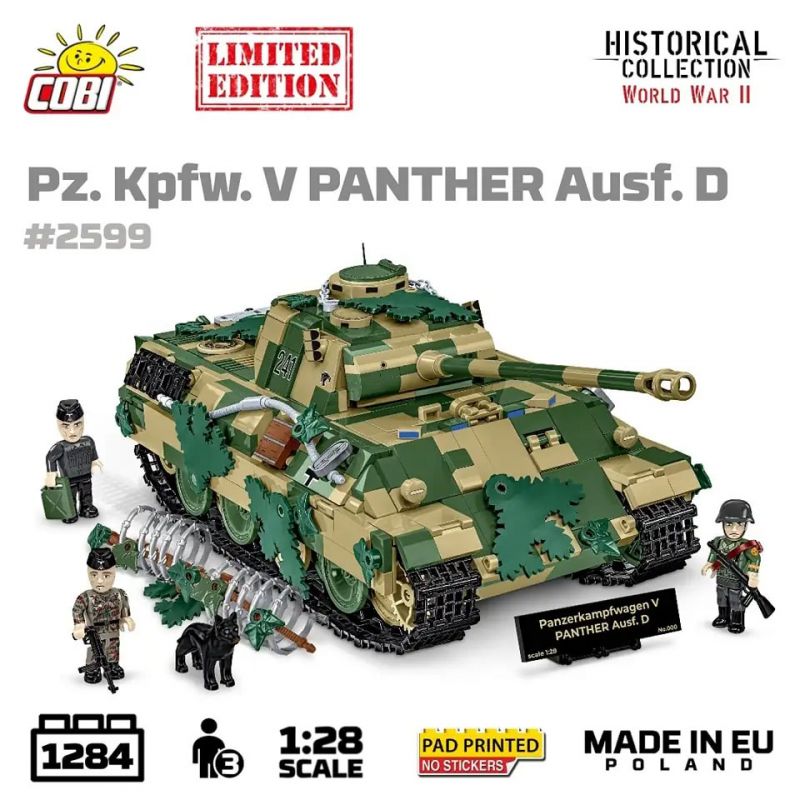 COBI 2599 PZKPFW V PANTHER AUSF. tỷ lệ 1:28 bộ đồ chơi xếp lắp ráp ghép mô hình Military Army Quân Sự Bộ Đội 1284 khối