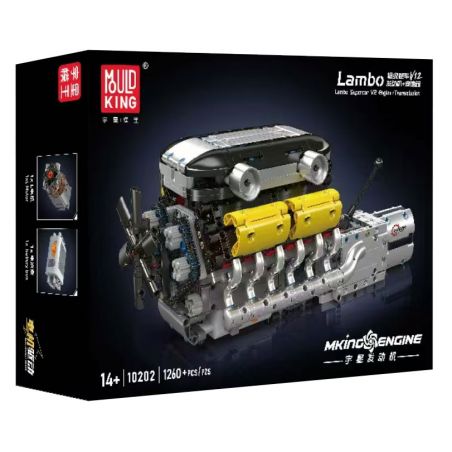 MouldKing 10202 Mould King 10202 LAMBO SUPER SPORTS CAR V12 ENGINE GEARBOX bộ đồ chơi xếp lắp ráp ghép mô hình Technic LAMBO SUPERCAR V12 ENGINE + TRANSMISSION Kỹ Thuật Công Nghệ Cao Mô Hình Phương Tiện 1260 khối