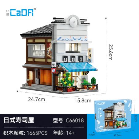 CADA DOUBLEE C66018 66018 CẢNH ĐƯỜNG PHỐ NHẬT BẢN NHÀ SUSHI bộ đồ chơi xếp lắp ráp ghép mô hình Creator Sáng Tạo 1665 khối