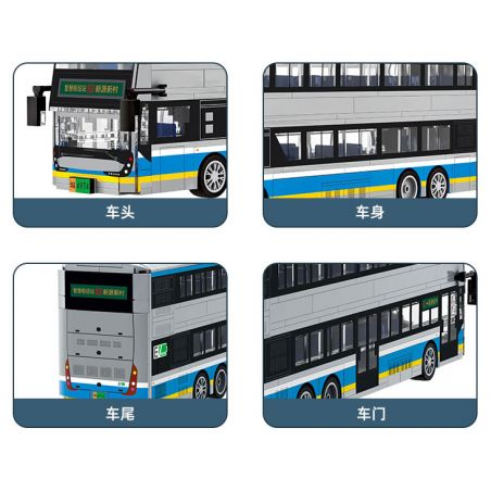 WANGE LIGAO DR.LUCK 4974 XE BUÝT HAI TẦNG bộ đồ chơi xếp lắp ráp ghép mô hình City DOUBLE-DECKER ELECTRIC BUS Thành Phố 491 khối