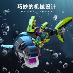 89133 CÁ MẬP CƠ HỌC bộ đồ chơi xếp lắp ráp ghép mô hình MECHA SHARK 747 khối