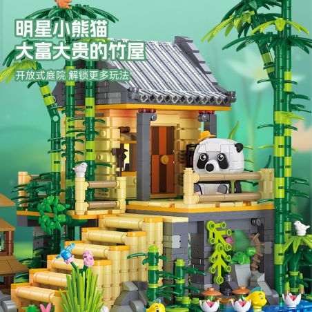 JIESTAR 59093 TÚP LỀU TRE GẤU TRÚC bộ đồ chơi xếp lắp ráp ghép mô hình Creator BAMBOO HOUSE Sáng Tạo 1945 khối