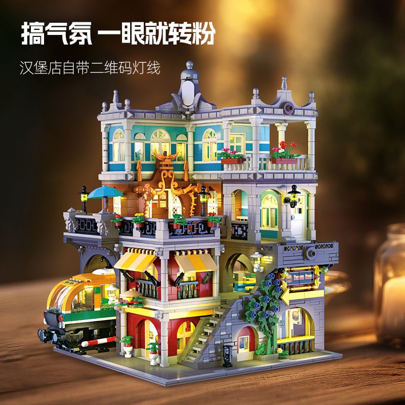 JIESTAR 89128 CỬA HÀNG BURGER bộ đồ chơi xếp lắp ráp ghép mô hình Creator BURGERSHOP Sáng Tạo 3289 khối