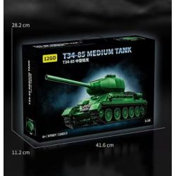 12GO 97007 T34-85 MEDIUM TANK 1:28 tỷ lệ 1:28 bộ đồ chơi xếp lắp ráp ghép mô hình Military Army Quân Sự Bộ Đội 1263 khối