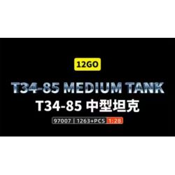 12GO 97007 T34-85 MEDIUM TANK 1:28 tỷ lệ 1:28 bộ đồ chơi xếp lắp ráp ghép mô hình Military Army Quân Sự Bộ Đội 1263 khối