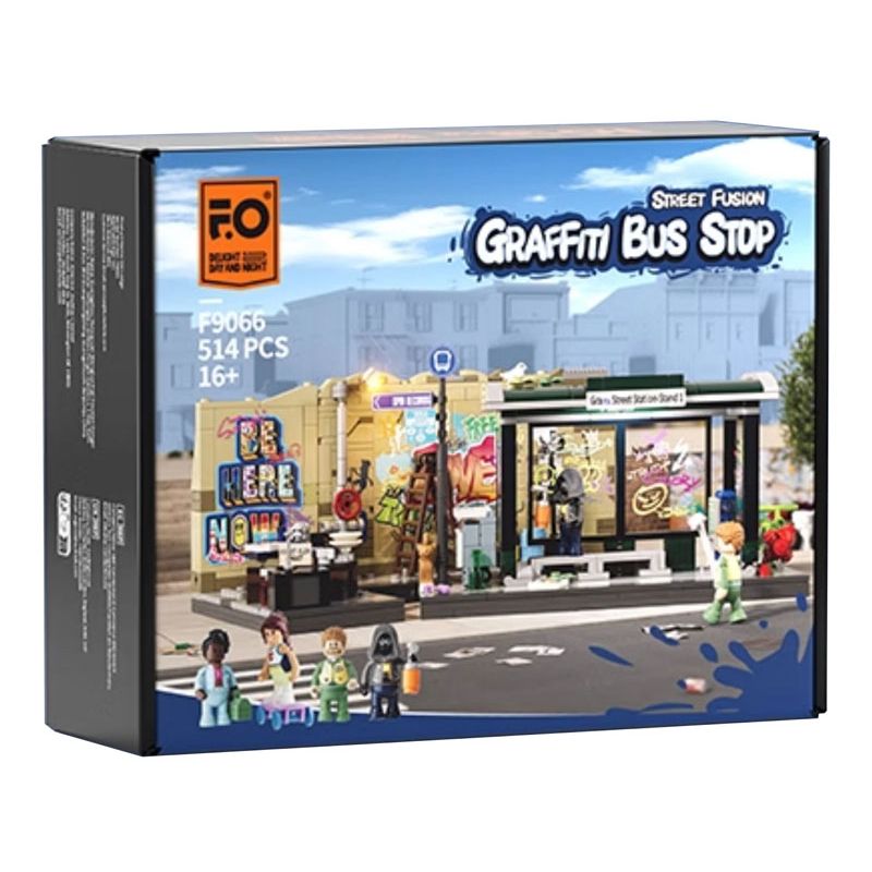 LUMIBRICKS FUNWHOLE F9066 9066 TRẠM XE BUÝT GRAFFITI bộ đồ chơi xếp lắp ráp ghép mô hình Creator STREET FUSION GRAFFITI BUS STOP Sáng Tạo 514 khối