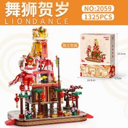 WEILE CREATION 2059 MÚA SƯ TỬ CHÀO MỪNG NĂM MỚI bộ đồ chơi xếp lắp ráp ghép mô hình Creator LION DANCE Sáng Tạo 1325 khối