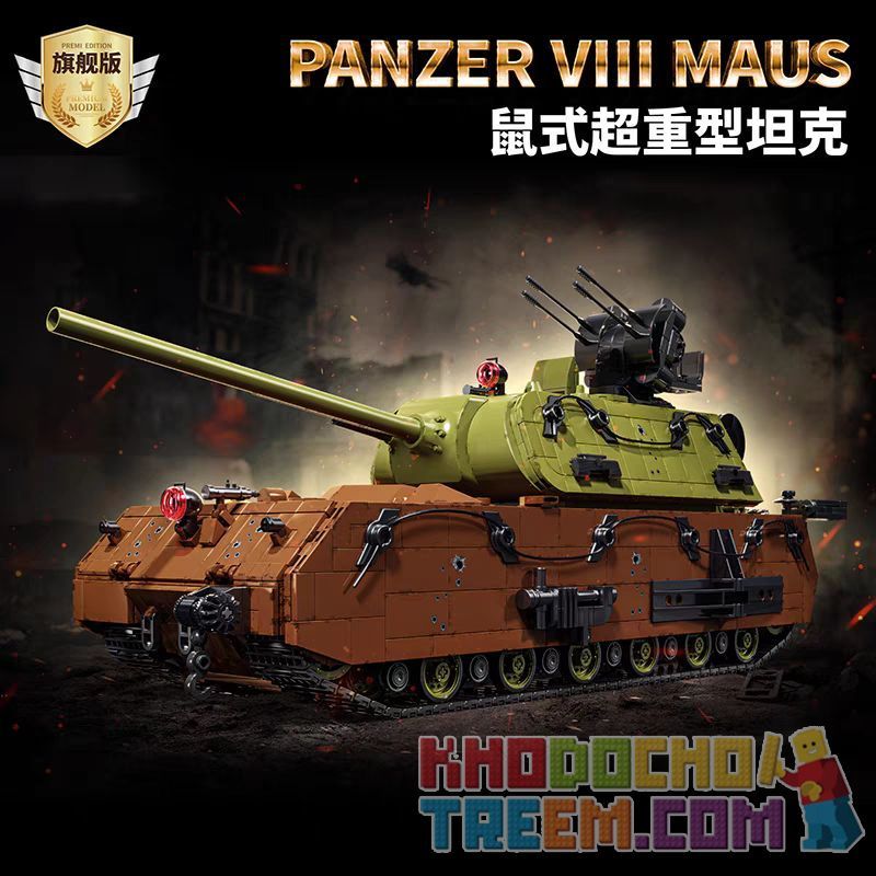 12GO 98002 98001 XE TĂNG SIÊU NẶNG MAUS bộ đồ chơi xếp lắp ráp ghép mô hình Military Army PANZER VII MAUS Quân Sự Bộ Đội 3568 khối