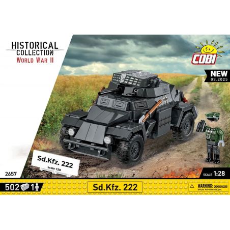 COBI 2657 XE TRINH SÁT THẾ CHIẾN II CỦA ĐỨC 1:28 tỷ lệ 1:28 bộ đồ chơi xếp lắp ráp ghép mô hình Military Army SD.KFZ. 222 Quân Sự Bộ Đội 502 khối