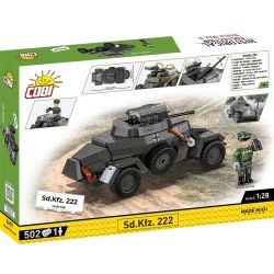 COBI 2657 XE TRINH SÁT THẾ CHIẾN II CỦA ĐỨC 1:28 tỷ lệ 1:28 bộ đồ chơi xếp lắp ráp ghép mô hình Military Army SD.KFZ. 222 Quân Sự Bộ Đội 502 khối