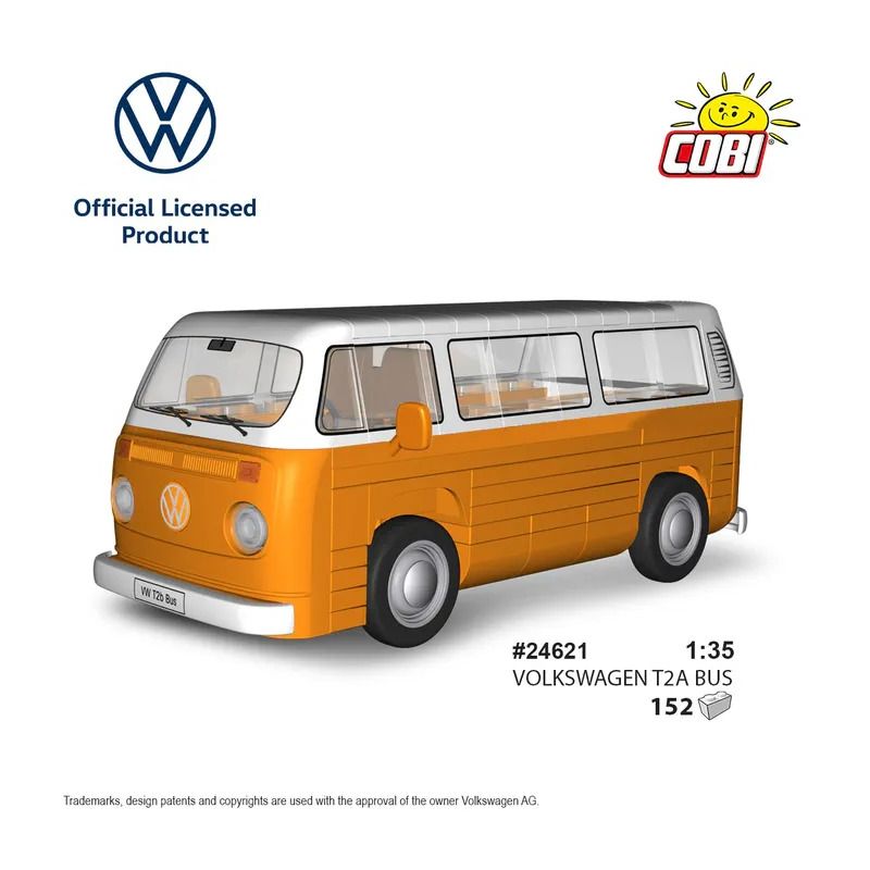 COBI 24621 XE BUÝT VOLKSWAGEN T2 1:35 tỷ lệ 1:35 bộ đồ chơi xếp lắp ráp ghép mô hình Racers VW T2A BUS Đua Tốc Độ 152 khối
