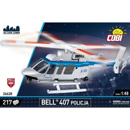 COBI 26628 MÁY BAY TRỰC THĂNG BELL 407 CẢNH SÁT 1:48 tỷ lệ 1:48 bộ đồ chơi xếp lắp ráp ghép mô hình City BELL 407 POLICJA Thành Phố 217 khối