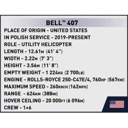 COBI 26628 MÁY BAY TRỰC THĂNG BELL 407 CẢNH SÁT 1:48 tỷ lệ 1:48 bộ đồ chơi xếp lắp ráp ghép mô hình City BELL 407 POLICJA Thành Phố 217 khối