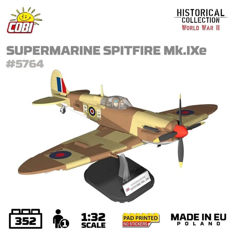 COBI 5764 SPITFIRE 1:32 tỷ lệ 1:32 bộ đồ chơi xếp lắp ráp ghép mô hình Military Army SUPERMARINE SPITFIRE MK IXE Quân Sự Bộ Đội 352 khối