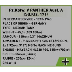 COBI 2654 XE TĂNG ĐỨC LOẠI A 1:28 tỷ lệ 1:28 bộ đồ chơi xếp lắp ráp ghép mô hình Military Army PZKPFW V PANTHER AUSF Quân Sự Bộ Đội 1152 khối