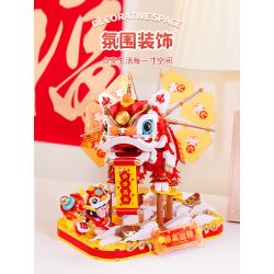 FEMIBOX S34005 34005 SƯ TỬ ĐẾN ĐỂ CHẠY NƯỚC SỐT KHIÊU VŨ bộ đồ chơi xếp lắp ráp ghép mô hình Creator Sáng Tạo 933 khối