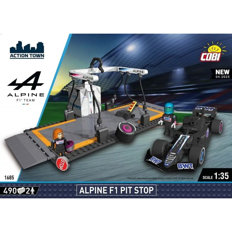 COBI 1685 DỪNG ALPINE F1 tỷ lệ 1:35 bộ đồ chơi xếp lắp ráp ghép mô hình Racers ALPINE F1 PIT STOP Đua Tốc Độ 490 khối