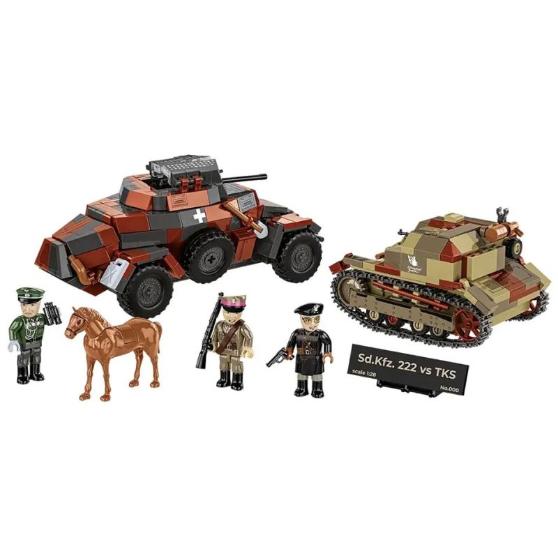 COBI 2656 SD.KFZ. 222 VS TKS 1:28 tỷ lệ 1:28 bộ đồ chơi xếp lắp ráp ghép mô hình Military Army SD.KFZ. 222 VS TKS - LIMITED EDITION Quân Sự Bộ Đội 824 khối