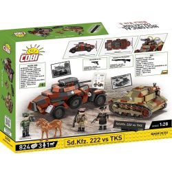 COBI 2656 SD.KFZ. 222 VS TKS 1:28 tỷ lệ 1:28 bộ đồ chơi xếp lắp ráp ghép mô hình Military Army SD.KFZ. 222 VS TKS - LIMITED EDITION Quân Sự Bộ Đội 824 khối