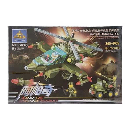 Bozhi 6610 MÁY BAY TRỰC THĂNG VŨ TRANG APACHE bộ đồ chơi xếp lắp ráp ghép mô hình Military Army Quân Sự Bộ Đội 360 khối