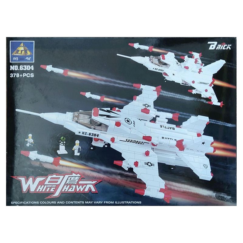 Bozhi 6304 MÁY BAY CHIẾN ĐẤU ĐẠI BÀNG TRẮNG bộ đồ chơi xếp lắp ráp ghép mô hình Military Army WHITE HAWK Quân Sự Bộ Đội 378 khối