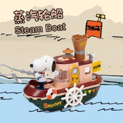 PANTASY 86907 ĐI ĐÂU SNOOPY STEAM STEAMSHIP bộ đồ chơi xếp lắp ráp ghép mô hình Movie & Game PEANUTS STEAM BUS Phim Và Trò Chơi 300 khối