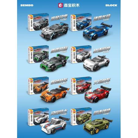 SEMBO 714382 ĐOÀN XE TUYỆT VỜI THUNDERBOLT STORM bộ đồ chơi xếp lắp ráp ghép mô hình Racers Đua Tốc Độ