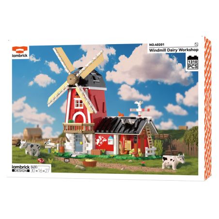 IAMBRICK 40201 HỘI THẢO VỀ SỮA WINDMILL bộ đồ chơi xếp lắp ráp ghép mô hình City WINDMILL DAIRY WORKSHOP Thành Phố 1310 khối